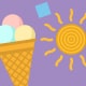 Illustration einer Eiswaffel mit 3 Eiskugeln und einer Sonne