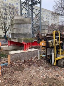 Bohrloch und Bohrung innerhalb der Baustelle