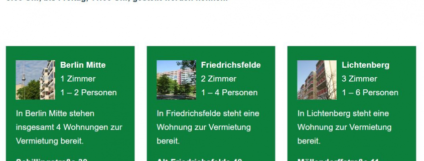 Ausschnitt mit Informationen von unserer Serviceseite der Gästewohnungen
