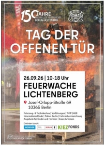 Werbeplakat zum Tag der offenen T&uuml;r der Feuerwehr mit Informationen